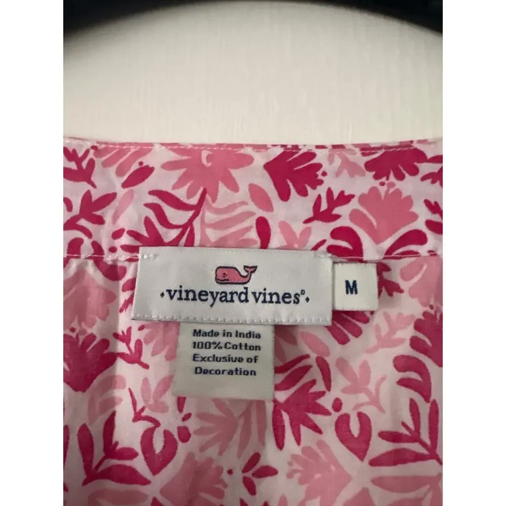 Vineyard Vines Pink Floral Swim Cover Up Tunic Dress Size Medium Resort Wear